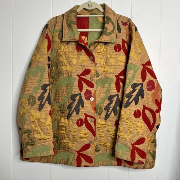 breckenridge Jackets & Blazers - Breckenridge Colorful Leaf Pattern Jacket Jacquard Fall Women's 3X
